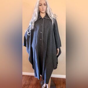 Jaeger 100% Wool Vintage Cape Gray Bust 32-34”
